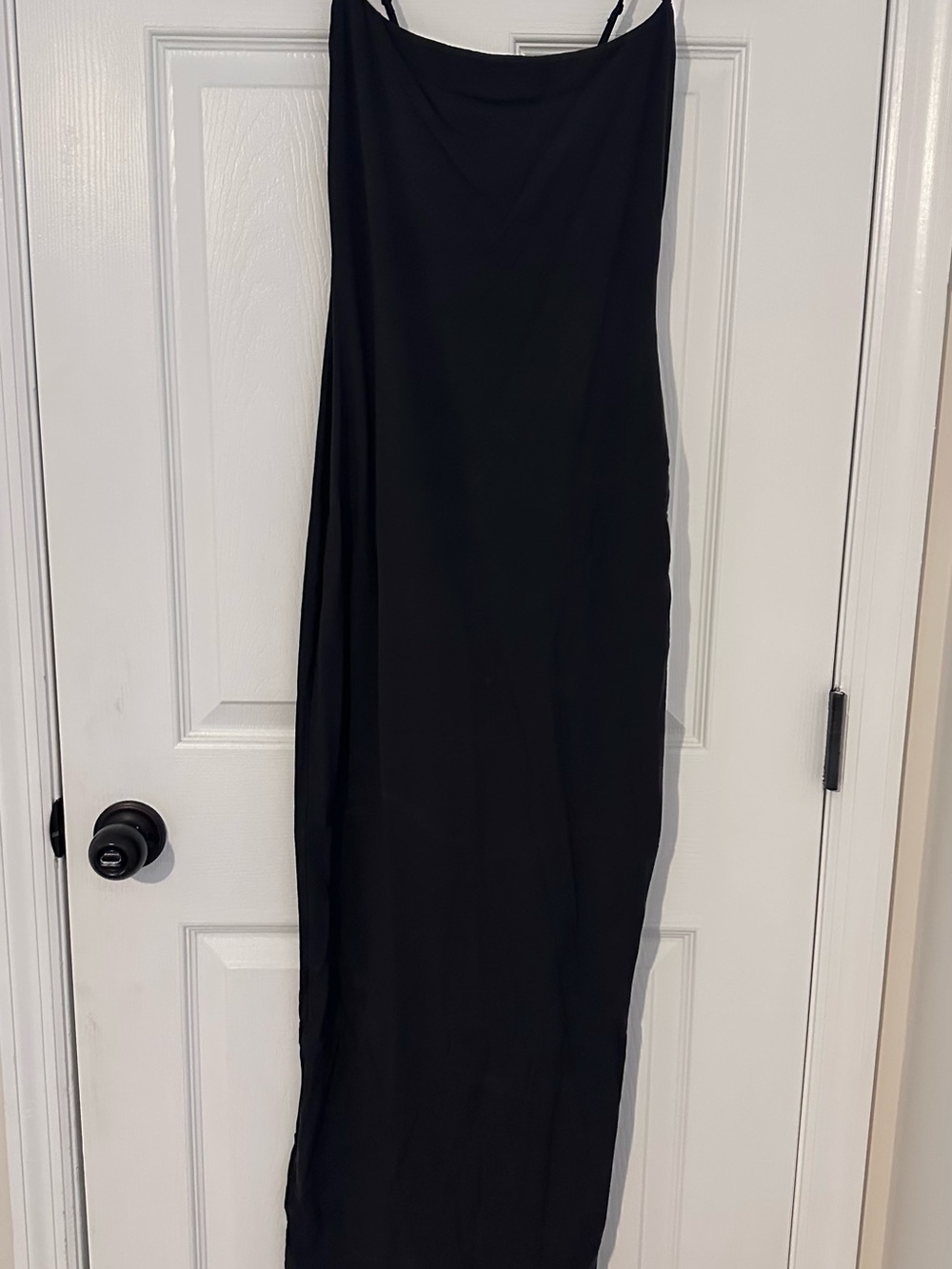SKIMS Black Slip Maxi Dress with Spaghetti Straps